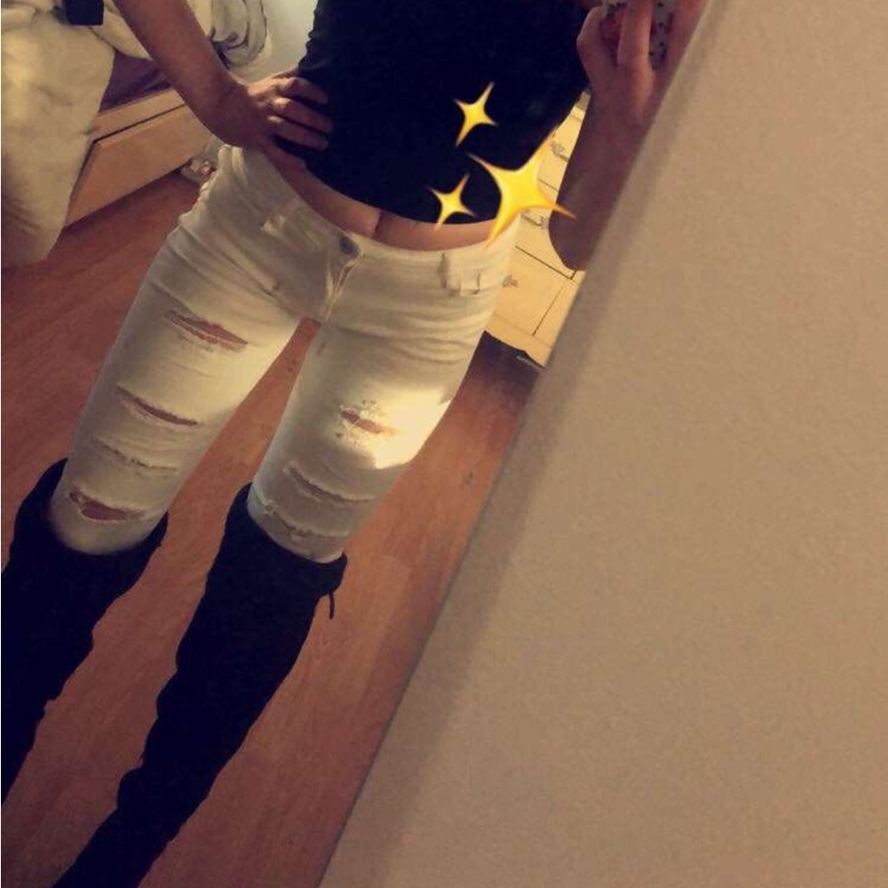 White ripped skinny jeans